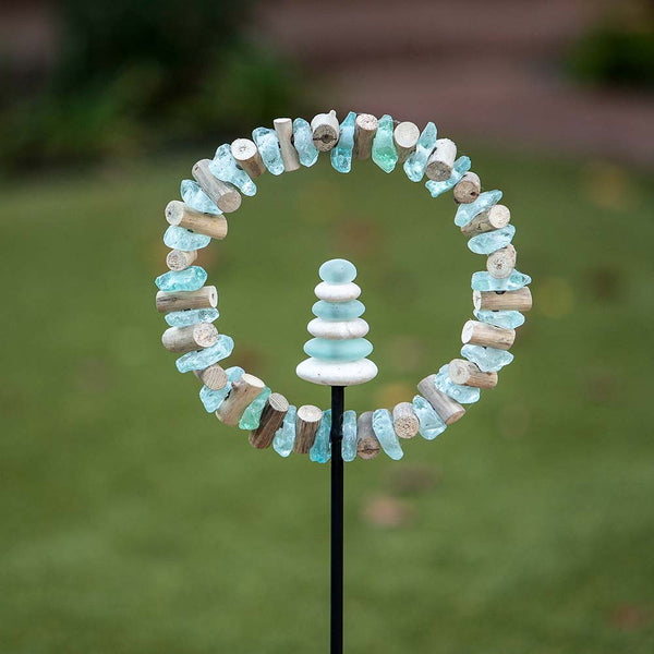 Glass Cairn Ring Garden Stake