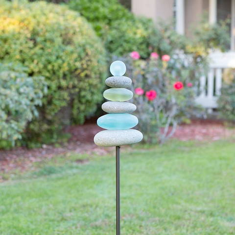 Glass Cairn Garden Stake