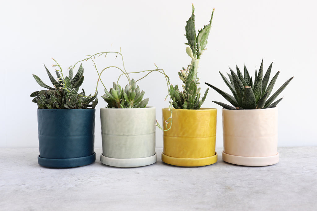 Round Planter w/ Plate Pinched (Five Colors)