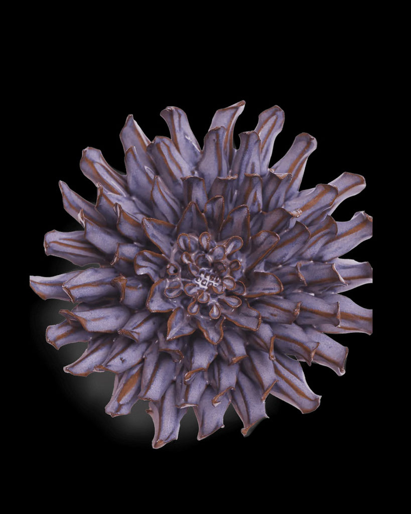 Ceramic Flower, Violet Blue Fleur De Lis Mum