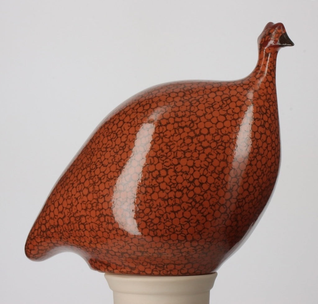 M Red w/Black, Ceramic Guinea Fowl