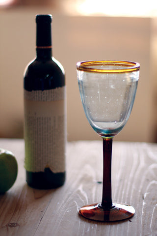 Amber Rim Wine Glass