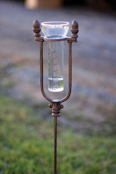 Rustic Cast Iron Acorn Rain Gauge