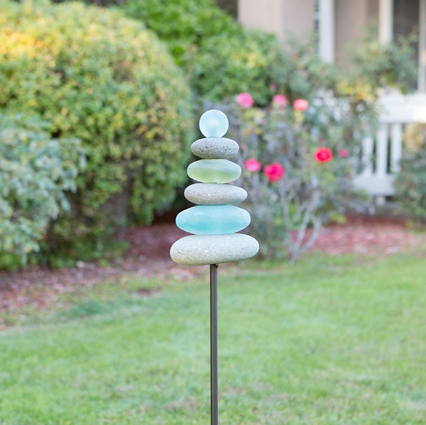 Glass Cairn Garden Stake