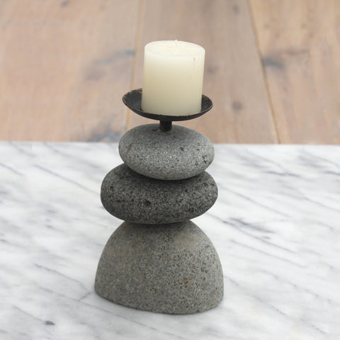 Rock Cairn Candle Holders