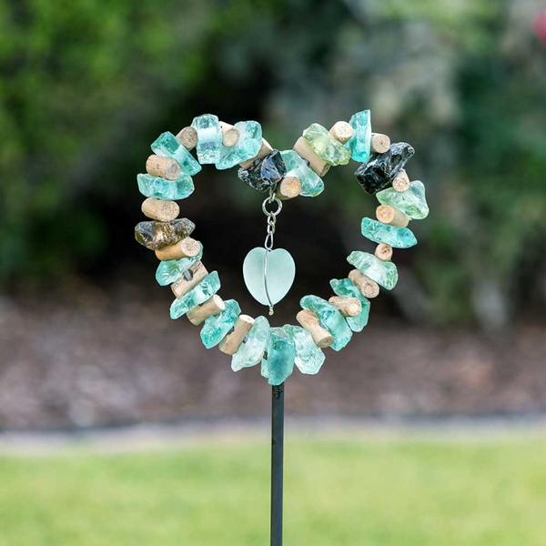 Glass Heart Garden Stake